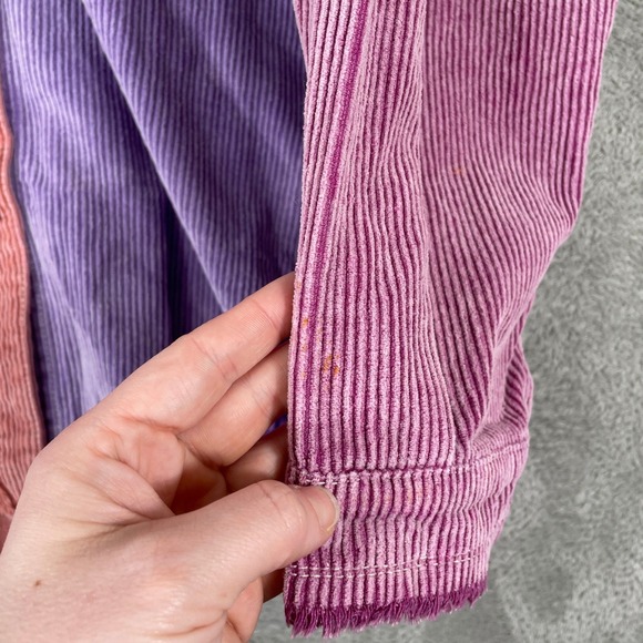 POL Corduroy Shirt Womens Medium Purple Colorblock Shacket Raw Hem Star - Picture 3 of 10
